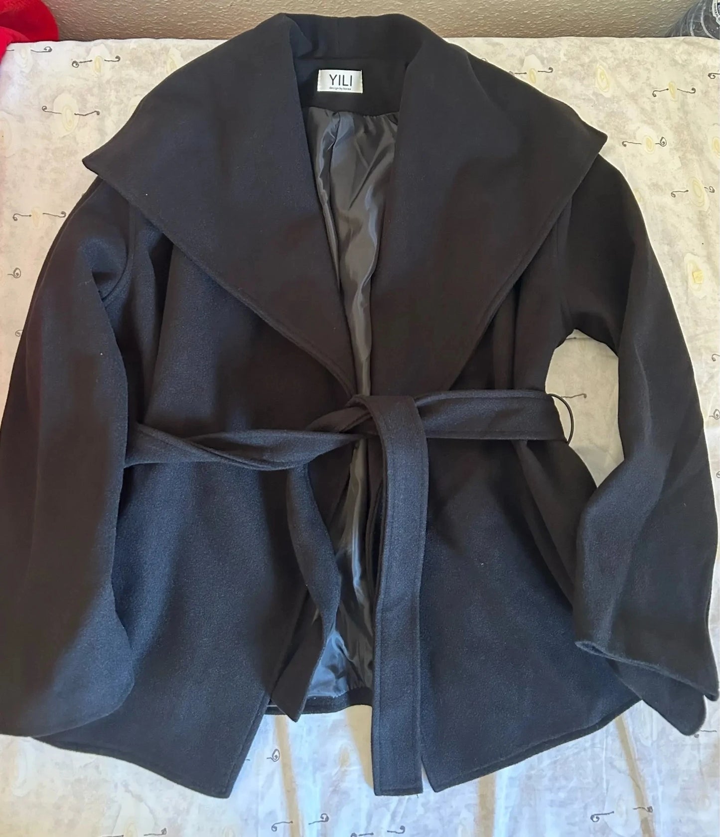 Big Turn-down Collar Long Sleeve Double-faced Cashmere Coat