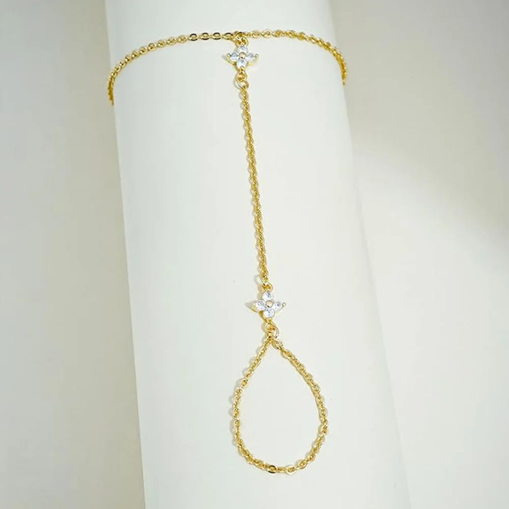 Gold Plated Finger Ring Bracelet