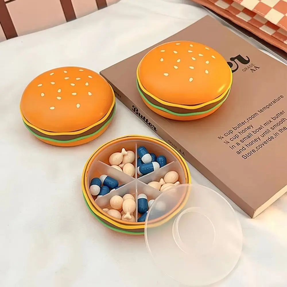 2/3/6 Grid Hamburger Pill Box Sealed Waterproof Portable Medicine Dispenser Multifunctional Large Capacity