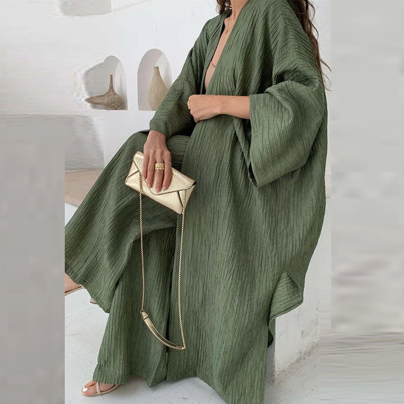 Two-Piece Sets Elegant Female Loose Solid Color Outfits