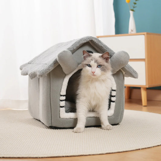 1PC Gray Detachable Cat House Semi-Enclosed Four-Season