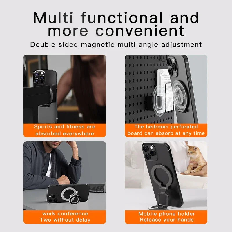 2025 Double-Sided For MagSafe Phone Holder for iPhone 14/15/16 Foldable 360° Rotating Stand
