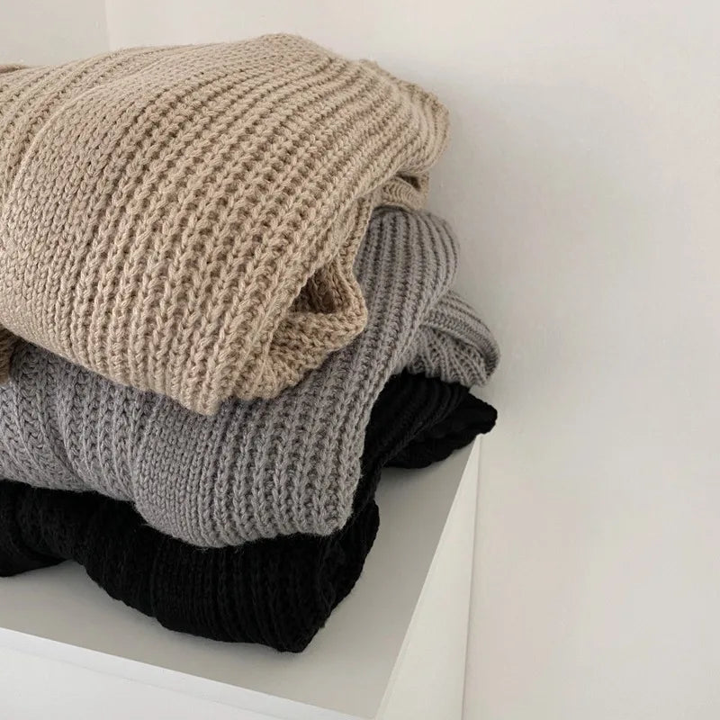 Autumn Winter Fashion Female Vintage Full Sleeve Loose Warm Knitwear