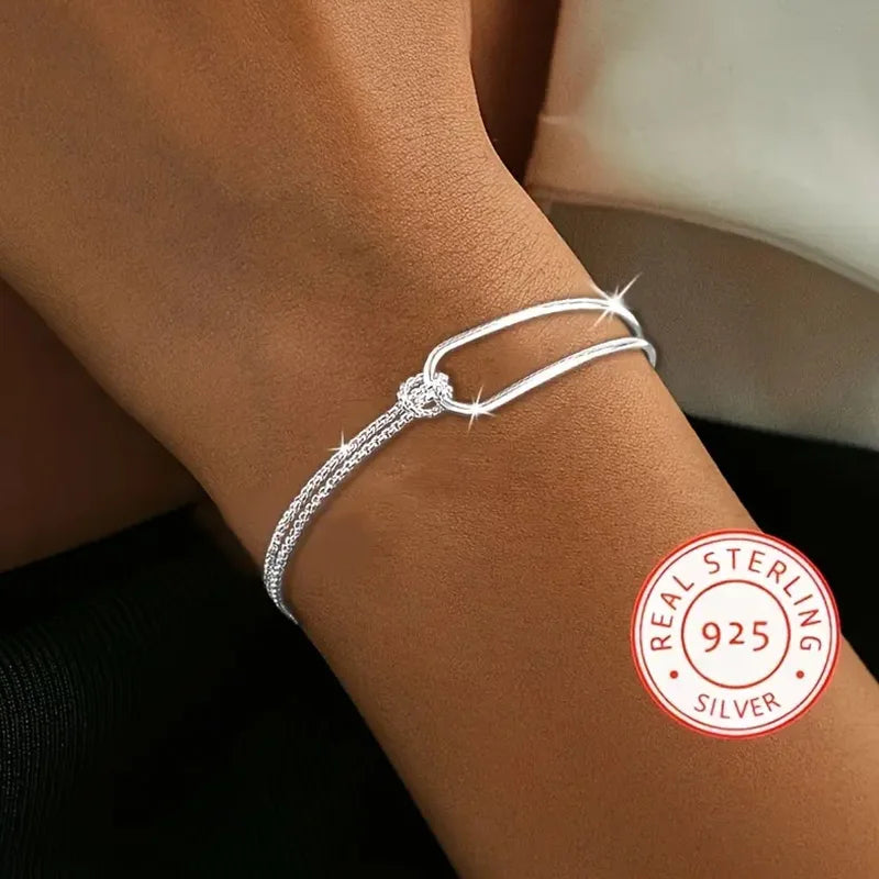 New S925 Silver Minimalist Geometric Collage Bracelet