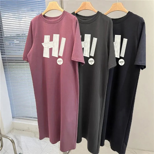 Loose Short Sleeved Dress Women's Summer New Plus Size Pullover Dress