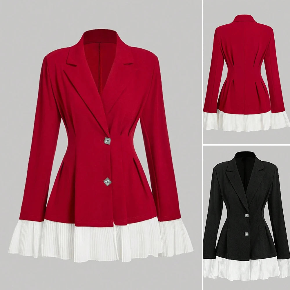 2025 Plain Flounce Long Sleeve Lapel Single Breasted Workwear Blazers