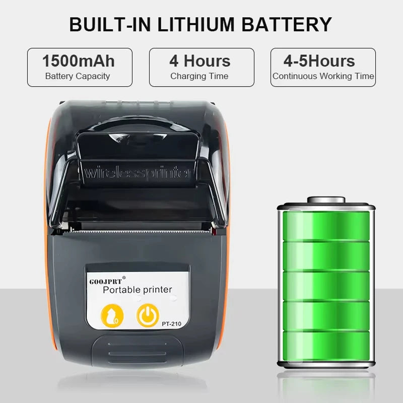 GOOJPRT 58mm Mini Portable Thermal Printer Bluetooth