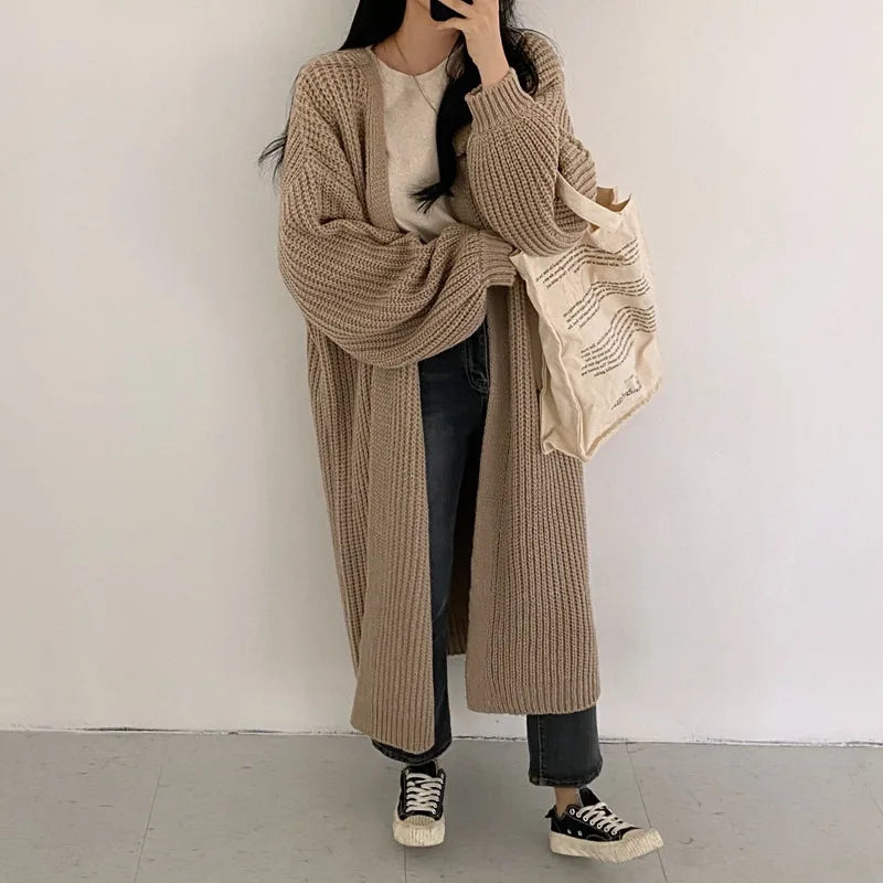 Autumn Winter Fashion Female Vintage Full Sleeve Loose Warm Knitwear