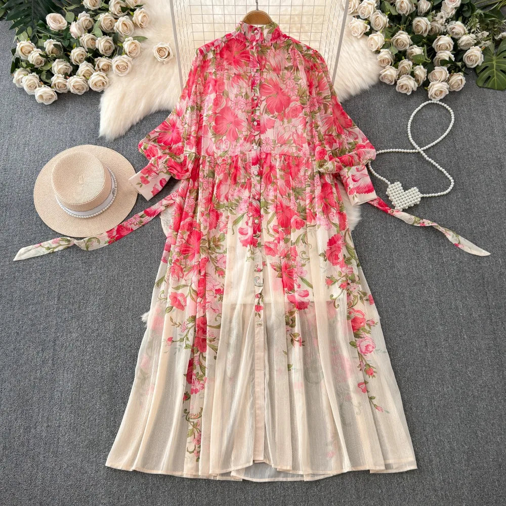 Chiffon Ruched High Waist Dresses