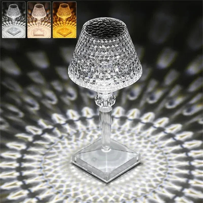LED Dimond Crystal Table Lamp Wine Cup Shape 3/16 Color