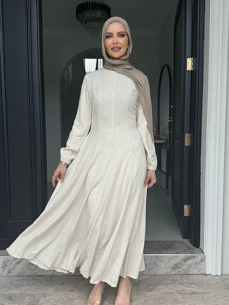 Women Dresses Solid Slim Jalabiya