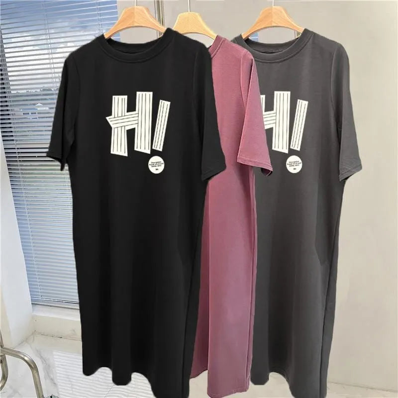 Loose Short Sleeved Dress Women's Summer New Plus Size Pullover Dress
