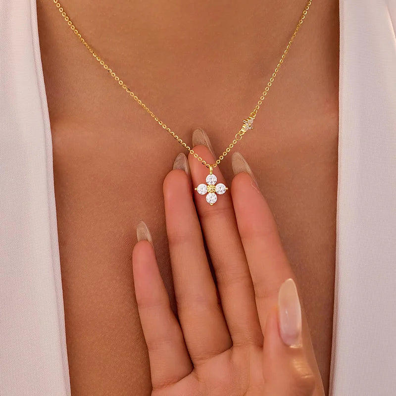 14k Gold Plated Flowers Elegant Pendant Necklace Wedding Jewelry