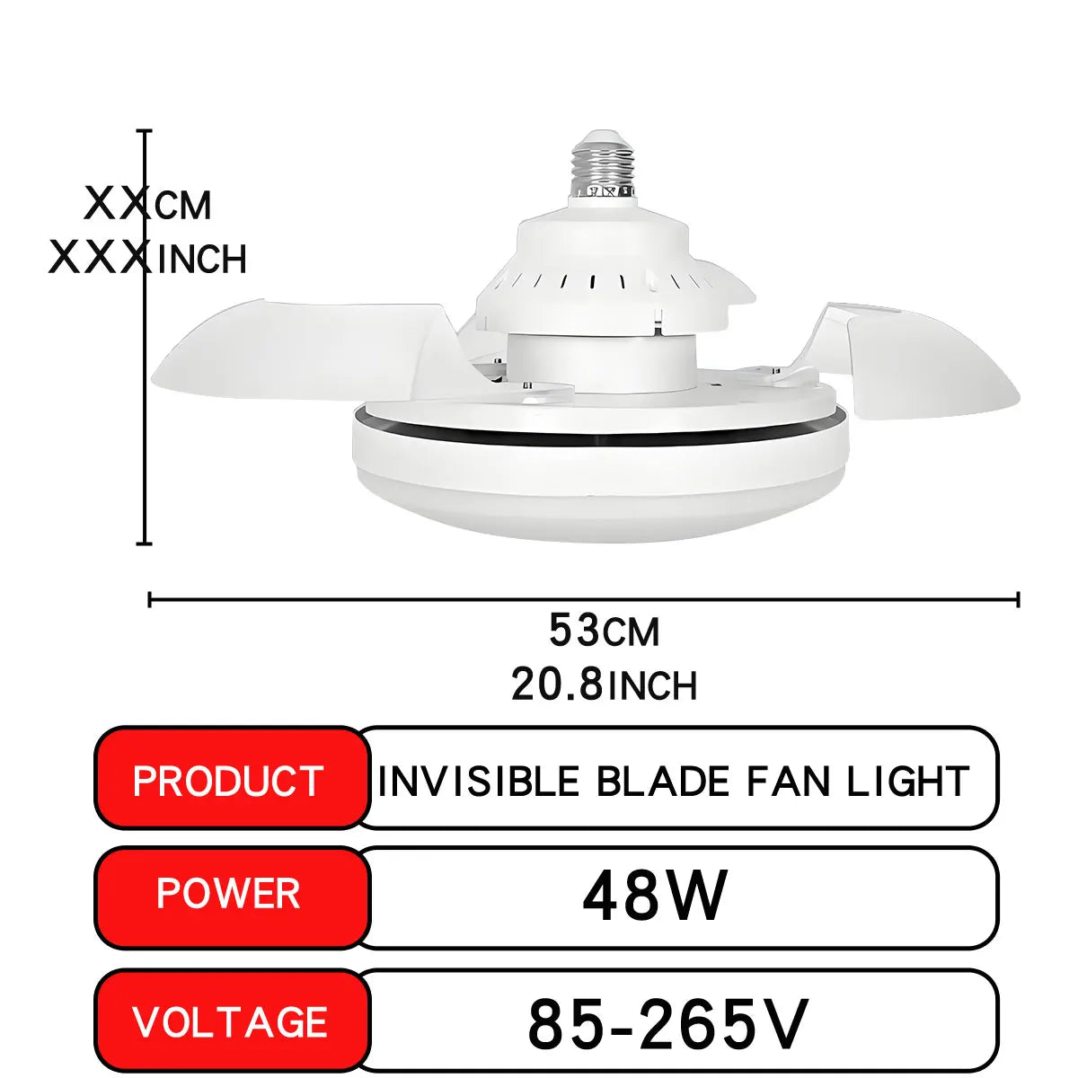 LED 30W ceiling fan light E27 with remote control for dimming,