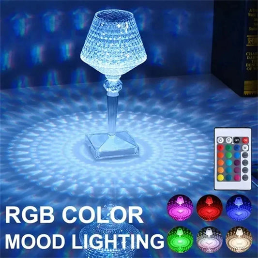 LED Dimond Crystal Table Lamp Wine Cup Shape 3/16 Color