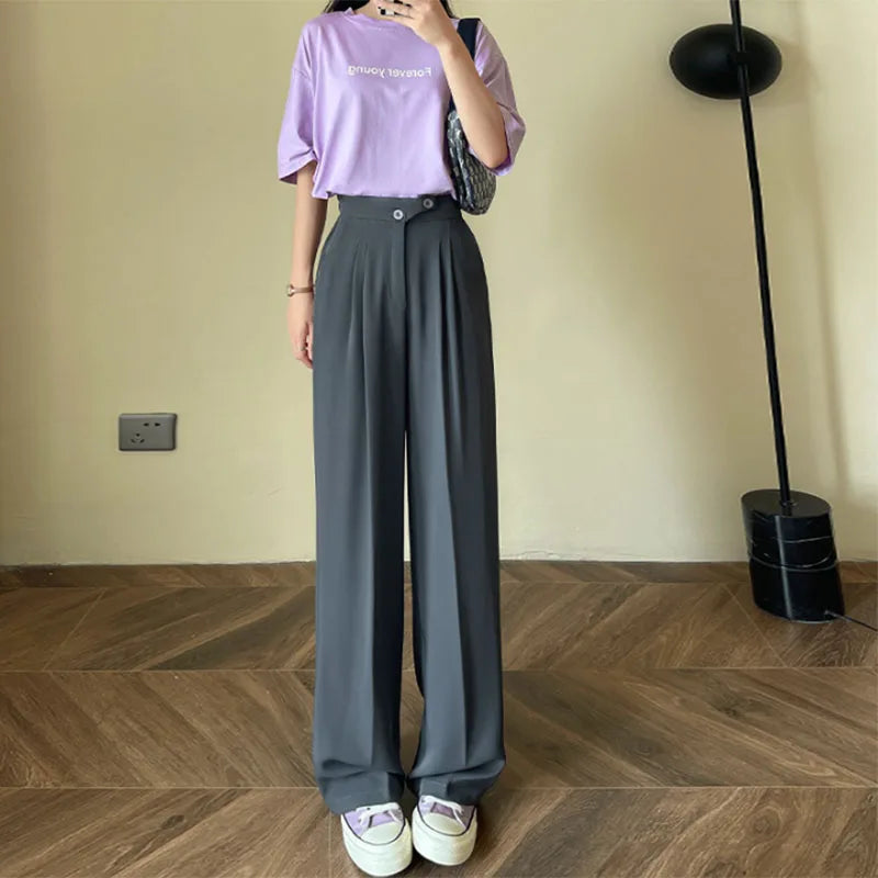 Korean Fashion High Waisted Wide Leg Pants