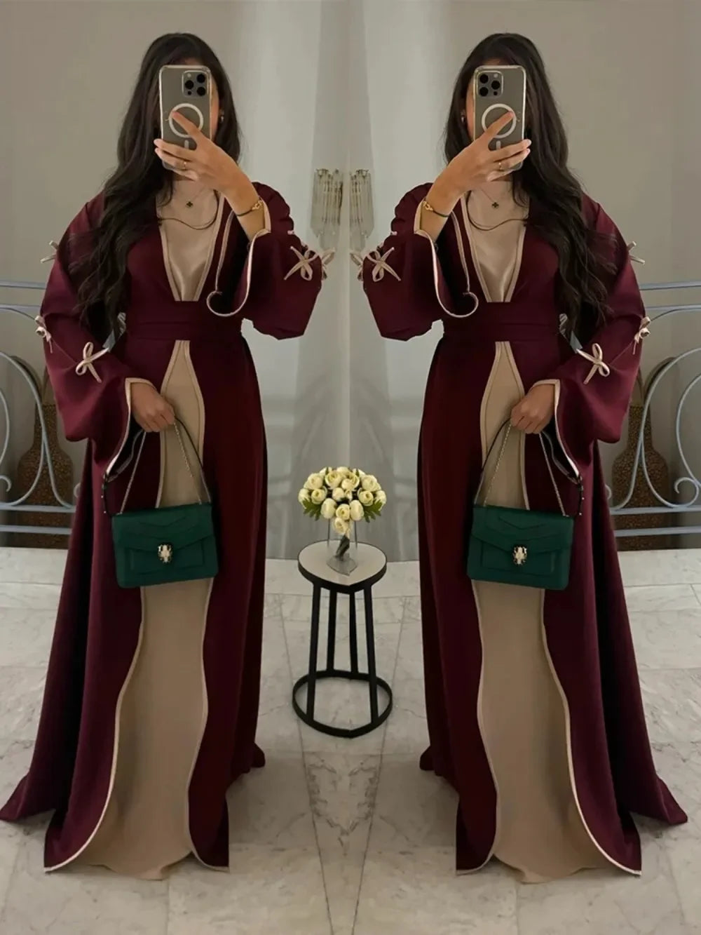 Eid Bow Abaya Women Cardigan Dress Muslim Party Caftan Robe Jalabiya Morocco Dubai Kaftan Islam Vestidos Largos Ramadan 2025
