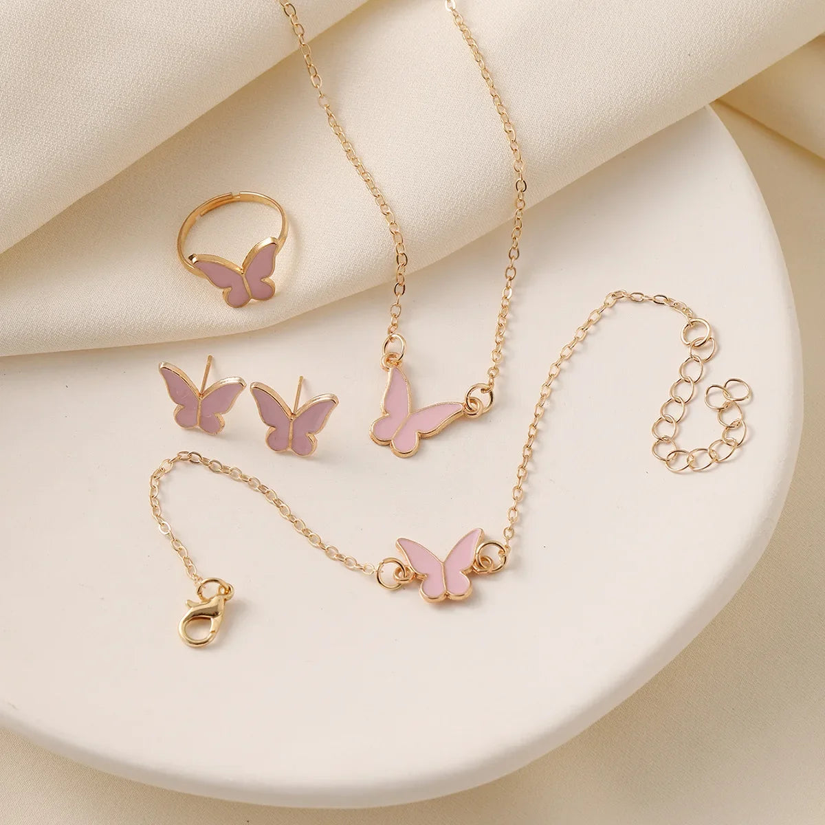 4pcs/Set Sweet Jewelry Set Butterfly  Girl Jewellery