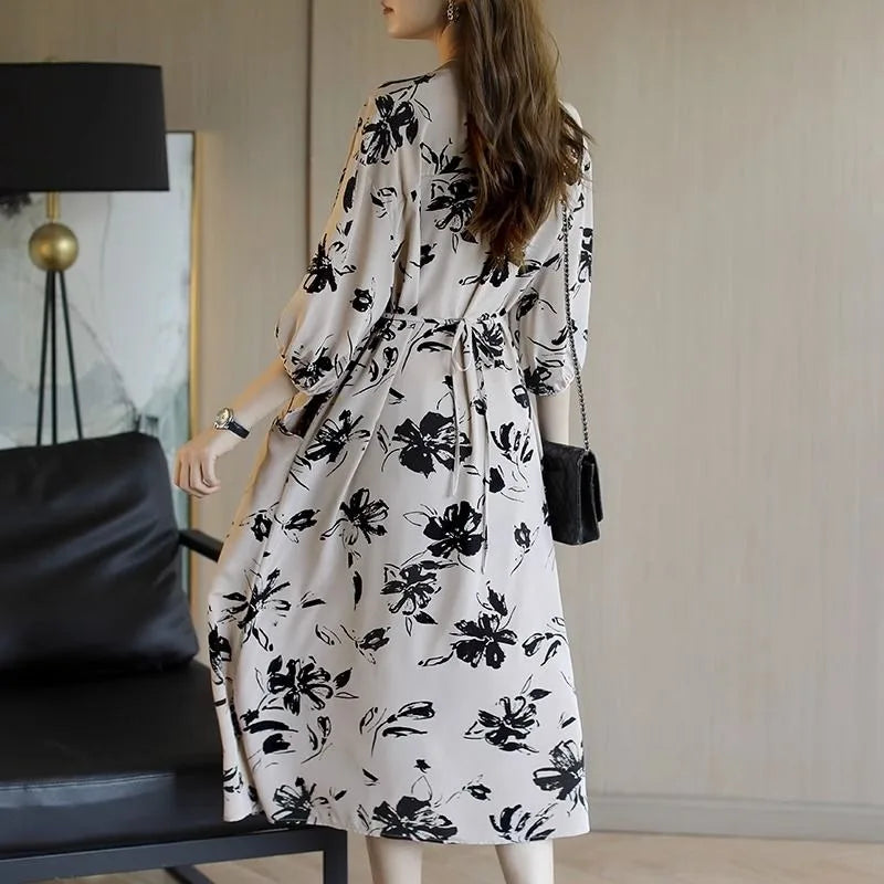 Bandage Woman Dress Loose Midi Dresses for Women