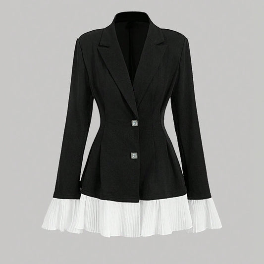 2025 Plain Flounce Long Sleeve Lapel Single Breasted Workwear Blazers