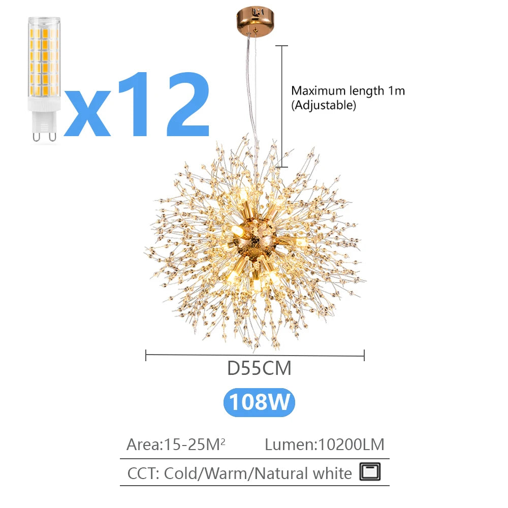Dandelion LED Chandelier Lighting Pendant Lamp For Living Room Dining Room Home Decoration