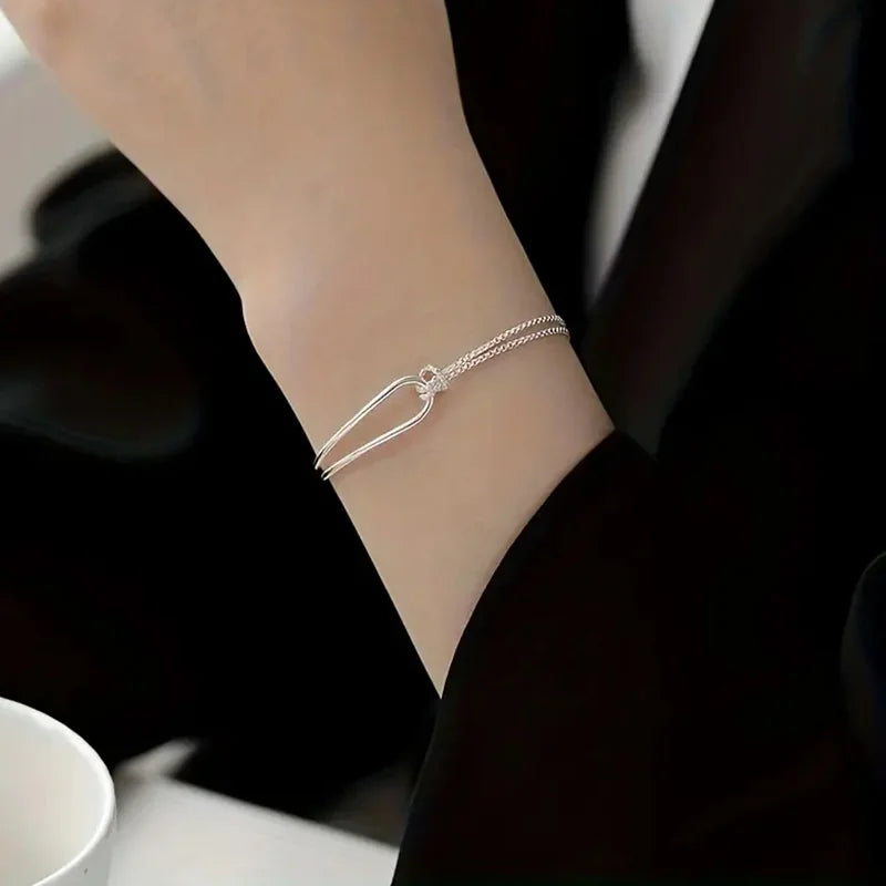 New S925 Silver Minimalist Geometric Collage Bracelet