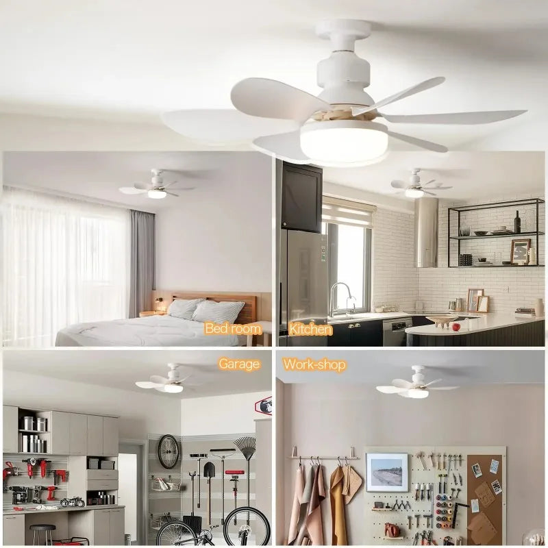 Ceiling Fan Light LED 30W 40W Simple Lights with E27 Remote Control for Home Living