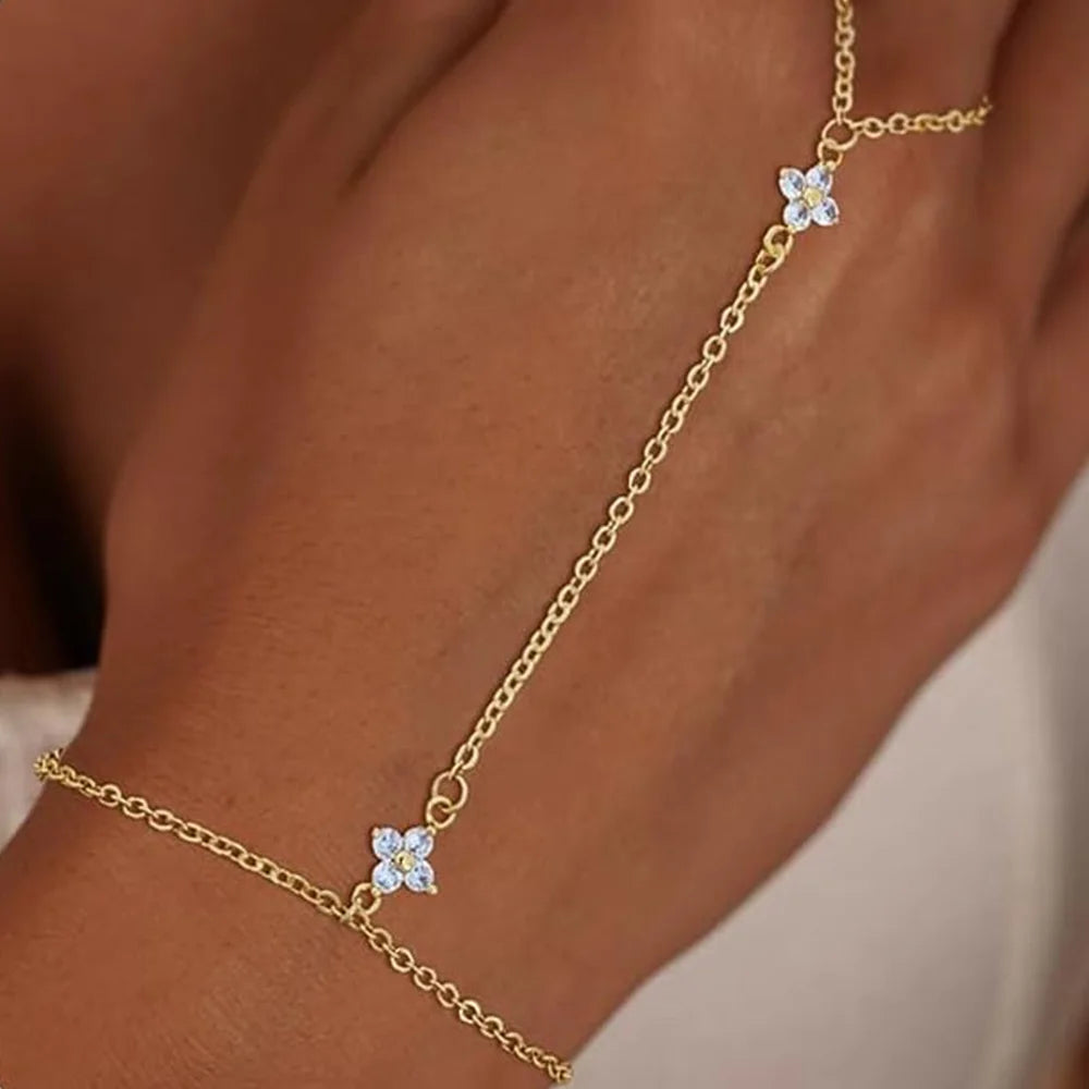 Gold Plated Finger Ring Bracelet