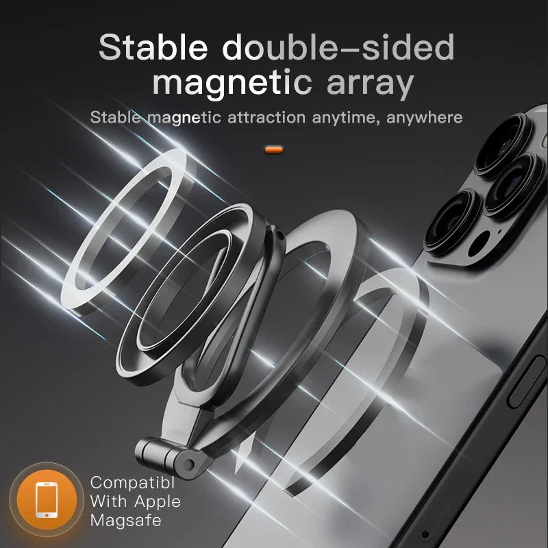 2025 Double-Sided For MagSafe Phone Holder for iPhone 14/15/16 Foldable 360° Rotating Stand