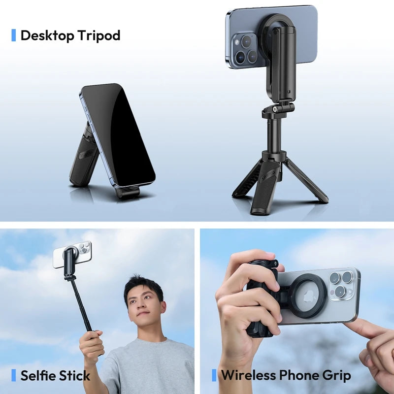Ulanzi JJ03 Magnetic Selfie Stick Phone Tripod For iPhone 16 15 14 13 12 Pro Max Magsafe Smartphone Wireless Grip Desktop Stand