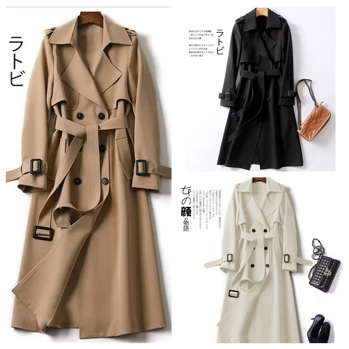 Women Fashion Trench New Coat Spring Autumn Korean Long Sleeve With Belt Jackets Solid British Style Coats Women's Chic Outwear