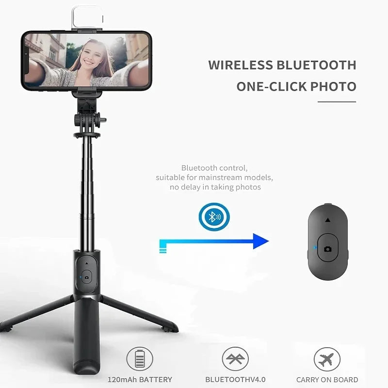 New Selfie Stick 1045mm With Wireless Bluetooth LED Fill Light Extended Tripod With Remote Shutter
