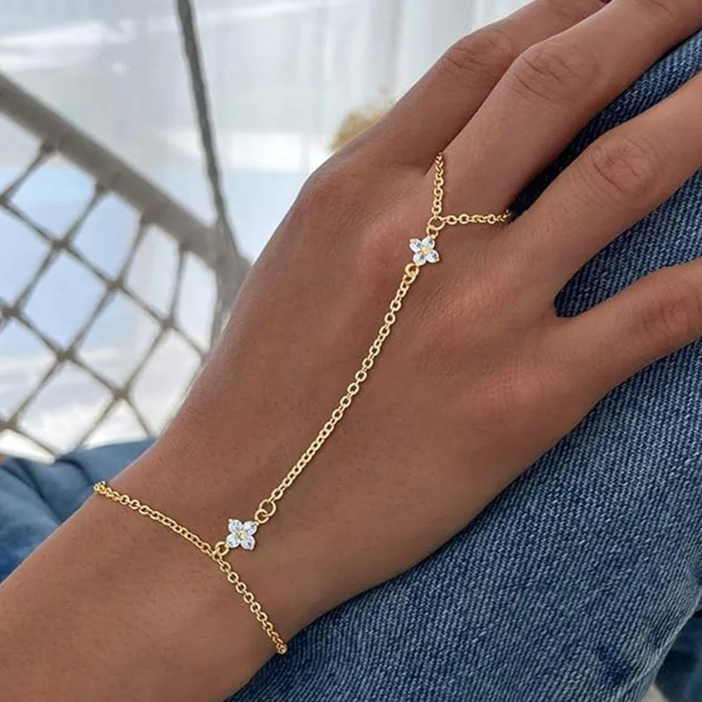 Gold Plated Finger Ring Bracelet