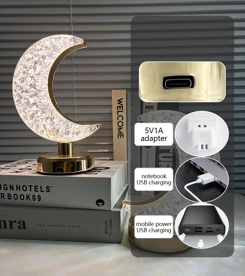 Nordic Luxury Bedroom Lamp Acrylic Crystal Star Bedside Table Lamp